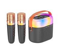 Karaoké pour | Machine de karaoké pour 1200 mAh pour le chant - Système de karaoké à domicile avec 2 microphones sans fil, ensemble de karaoké familial avec lumières éblouissantes pour