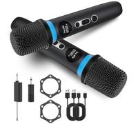 Karaoké sans fil, double microphone sans fil, muet à un bouton, éclairage RVB dynamique, 40 heures d'autonomie, portée de 60 m, pour DJ, chant, discours, église, fête, mariage