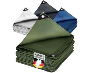 KARAT Bâche 240 g/m² imperméable 8 x 12 m anthracite bâche multi-usages pour protection contre les intempéries - Idéal pour le jardin - Résistante aux UV - Revêtement des deux côtés, imperméable et