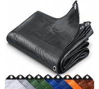 KARAT Bâche de Protection 140 g/m² - Anthracite - 1,5 x 6 m | Imperméable, en polyéthylène, avec œillets métalliques et bords renforcés, pour jardin, mobilier et bois de chauffage