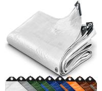 KARAT Bâche de Protection 140 g/m² - Blanc - 1,5 x 6 m | Imperméable, en polyéthylène, avec œillets métalliques et bords renforcés, pour jardin, mobilier et bois de chauffage