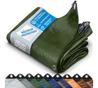 KARAT Bâche de Protection - Tarpaulin étanche, résistant à la déchirure - Bâche avec Oeillets Inoxydable - Couverture extérieure pour travaux - Epaisse densité 240 g/m², Vert 8x14 m