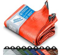 KARAT - Bâche de Protection - Tarpaulin étanche, résistant à la déchirure - Bâche avec Oeillets Inoxydable - Couverture extérieure pour travaux - Epaisse densité 80 g/m², Orange 8x12 m