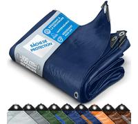 KARAT - Bâche de Protection - Tarpaulin étanche, résistant à la déchirure - Bâche avec Oeillets Inoxydable - Couverture extérieure pour travaux - Epaisse densité 140 g/m², Bleu 10x12 m