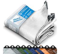 KARAT - Bâche de Protection - Tarpaulin étanche, résistant à la déchirure - Bâche avec Oeillets Inoxydable - Couverture extérieure pour travaux - Epaisse densité 140 g/m², Blanc 10x12 m