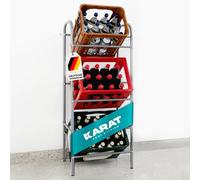KARAT Caisses de rangement pour 3 caisses à boissons, étagère à bouteilles, support de caisses à boissons avec fixation murale pour cave, garde-manger, garage en métal gris 49,5 x 32,5 x 115,5 cm