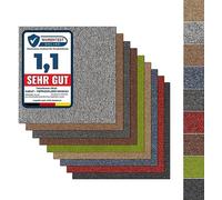 KARAT Carreaux de moquette Moscow 50x50 cm auto-adhésives, 1 pièce - 0,25 m² dalles en feutre | revêtement de sol avec velours bouclé, antistatiques avec dos en bitume (Beige)