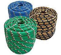 KARAT Corde en polypropylène, 14 mm, 20 m, bleu-jaune, résistante aux UV et aux intempéries, corde en polypropylène pour extérieur, jardin, camping, bateau et agriculture
