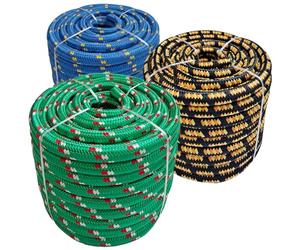 KARAT Corde en polypropylène, 6 mm, 30 m, noir/orange, résistante aux UV et aux intempéries, corde en polypropylène pour jardin, camping, bateau et agriculture