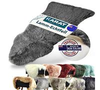 KARAT Coussin de chaise moelleux en peau de mouton véritable anthracite - Décoration pour salon et chambre d'enfant - Descente de lit tapis - Coussin d'assise en fourrure - Fourrure décorative - Peau