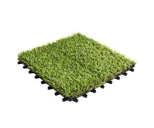 KARAT Dalle de terrasse en WPC 30 x 30 cm - Carreau de patio avec fonction de drainage intégrée, Caillebotis extérieurs, Revêtement de sol, Carrelage à clic (Conception d'herbe)