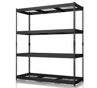 KARAT Étagère de Rangement Lourde Yukon Rivet - Rayonnage en Acier avec tablettes grillagées, capacité de Charge 250 à 350 kg par Niveau (Noir, 180 x 160 x 60 cm - 4 Niveaux)