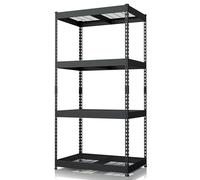 KARAT Étagère de Rangement Lourde Yukon Rivet - Rayonnage en Acier avec tablettes grillagées, capacité de Charge 250 à 350 kg par Niveau (Noir, 180 x 90 x 60 cm - 4 Niveaux)