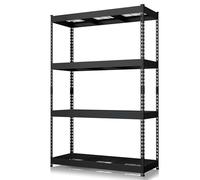 KARAT Étagère de Rangement Lourde Yukon Rivet - Rayonnage en Acier avec tablettes grillagées, capacité de Charge 250 à 350 kg par Niveau (Noir, 180 x 120 x 45 cm - 4 Niveaux)