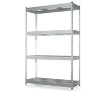 KARAT Étagère de Rangement Lourde Yukon Rivet - Rayonnage en Acier avec tablettes grillagées, capacité de Charge 250 à 350 kg par Niveau (Galvanisé, 180 x 120 x 45 cm - 4 Niveaux)