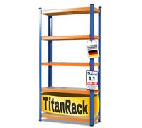 Karat Étagère pour Charges Lourdes, 180 x 90 x 60 cm, en métal, pour Cave, Stockage, emboîtable, en Acier, 5 tablettes réglables (Bleu Orange)