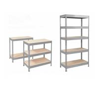 KARAT Étagère pour Charges Lourdes - Étagère à emboîter, étagère de Stockage, Banc de Travail - Charge maximale : 1250 kg - Montage Rapide et Stable -Galvanisé, 180 x 90 x 60 cm