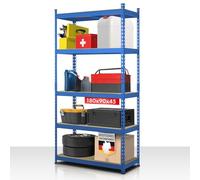KARAT Étagères pour Charges Lourdes - Étagères Enfichables avec 5 tablettes à Hauteur réglable - Rayonnages en métal Idéal pour Cave Garage Entrepôt Stockage, Rhino (Bleu, 180 x 90 x 45 cm (HxLxl))
