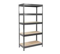 KARAT - Étagères pour Charges Lourdes - Étagères Enfichables avec 5 tablettes réglables - Rayonnages en métal Idéal pour Cave Garage Entrepôt - Gris 200 x 120 x 60 cm