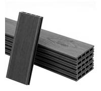 KARAT Lames de terrasse WPC Crown 220 × 14,6 cm - kit complet 2 m² à structure alvéolaire, avec sous-structure & matériel de montage, résistantes aux intempéries & aux UV (Gris, 220 × 14,6 cm)