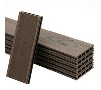 KARAT Lames de terrasse WPC Crown 220 × 14,6 cm - kit complet 2 m² à structure alvéolaire, avec sous-structure & matériel de montage, résistantes aux intempéries & aux UV (Brun, 220 × 14,6 cm)