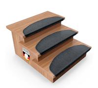 KARAT marchettes d'escalier Autocollantes 1 pièce - Tapis d'escalier Surface Antidérapante - Nez de Marche et Isolant phonétique - Tapis de Marche London Demi-Lune 23,5x65 cm, Anthracite