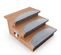 KARAT marchettes d'escalier Autocollantes 1 pièce - Tapis d'escalier Surface Antidérapante - Nez de Marche et Isolant phonétique - Tapis de Marche London Demi-Lune 23,5x65 cm, Gris Clair