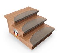 KARAT marchettes d'escalier Autocollantes 1 pièce - Tapis d'escalier Surface Antidérapante - Nez de Marche et Isolant phonétique - Tapis de Marche London Demi-Lune 23,5x65 cm, Marron Clair