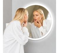 KARAT Miroir Mural Rond avec éclairage LED Liora, élégant, Verre trempé avec Film de sécurisé, Commande Tactile avec Fonction antibuée et 3 Couleurs d'éclairage sélectionnables (Blanc, Ø 60 cm)