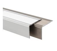 KARAT Nova - Profilés de nez de marches autocollants ou pré-percés avec matériel de montage - Profilés d'angle - Argenté - 1000 x 35 x 30 mm - Pré-percés
