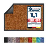 KARAT Paillasson de Porte Rhine - Paillasson Lavable en Machine à 30°C - Tapis d'entrée antidérapant Absorbant - Tapis de Porte certifié Oeko-TEX Standard 100 (Brun, 60 cm x 90 cm)