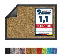 KARAT Paillasson de Porte Rhine - Paillasson Lavable en Machine à 30°C - Tapis d'entrée antidérapant Absorbant - Tapis de Porte certifié Oeko-TEX Standard 100 (Beige, 90 cm x 150 cm)