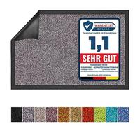 KARAT Paillasson de Porte Rhine - Paillasson Lavable en Machine à 30°C - Tapis d'entrée antidérapant Absorbant des saletés - Tapis de Porte certifié Oeko-TEX Standard 100 (Gris, 40x60 cm)
