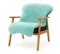 KARAT Peau d'agneau véritable - Duck Egg - Coussin de chaise moelleux en peau de mouton - Décoration pour salon et chambre d'enfant - Coussin d'assise - Avec dos en cuir - 90 x 60 cm - Audrey