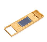 KARAT - Plateau Baignoire antidérapant - Tablette de Baignoire en Bambou - Planche de Baignoire réglable avec Support pour Livre - Pont de Baignoire Extensible - Oklahoma 22 x 74,5-114 cm