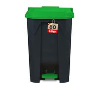 KARAT Poubelle avec Couvercle hermétique et 2 Poignets de Transport en Plastique pour Usage intérieur extérieur, résistant aux intempéries, Idéal pour Jardin Restaurant (Vert (Olaf), 80l)