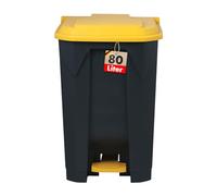 KARAT Poubelle avec couvercle hermétique et 2 poignets de transport en plastique pour usage intérieur extérieur, résistant aux intempéries, Idéal pour Jardin Restaurant (Jaune (Olaf), 80l)