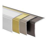 KARAT - Profilé de marches d'escalier en aluminium - Forme en L - Profilé d'angle - Cornière d'escalier - Matériel de montage inclus (Integral, L134x3x3,5 cm, Autocollant, Or)