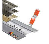 KARAT Profilé de transition pré-percé en aluminium argenté 900 mm - Longueur 1 m, largeur 36 mm - Rail de transition en aluminium anodisé, barre de transition pré-percée, bande de recouvrement Firm