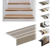 KARAT Profilés de nez de marches autocollants ou pré-percés avec matériel de montage - Profilés d'angle - Acier inoxydable mat - 1000 x 24,5 x 10 mm - Autocollants