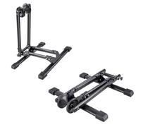 KARAT Range-vélo au sol Pliable en acier, Présentoir pour vélos, largeur du pneu jusqu'à 5 cm, support de vélo Gain de place pour roue avant et arrière (36,5 L x 40 l x 45 H cm Noir Finn)