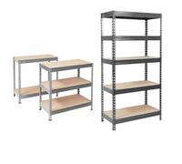 KARAT Rayonnages Charges Lourdes en métal pour Magasin & Garage - Étagères modulable à Grande Tenue - Rangement métallique pneus Charge Max. 1250 kg- Grizzly- Anthracite-Gris, 180 x 90 x 45 cm