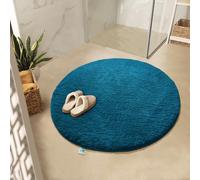 KARAT Sky - Tapis de bain rond dense et moelleux - Sensation de bien-être - Antidérapant - Lavable - Certifié sans substances nocives (turquoise, 95 cm (rond))