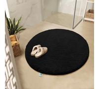 KARAT Sky - Tapis de bain rond - Dense et moelleux - Sensation de bien-être pour votre maison - Antidérapant - Lavable - Certifié sans substances nocives (noir, 95 cm (rond)