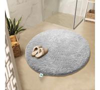 KARAT Sky - Tapis de bain rond - Dense et moelleux - Sensation de bien-être pour votre maison - Antidérapant - Lavable - Certifié sans substances nocives (blanc, 95 cm (rond)