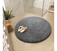 KARAT Sky - Tapis de bain rond - Dense et moelleux - Sensation de bien-être pour votre maison - Antidérapant - Lavable - Certifié sans substances nocives (gris foncé, 95 cm (rond)