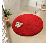KARAT Sky - Tapis de bain rond - Dense et moelleux - Sensation de bien-être pour votre maison - Antidérapant - Lavable - Certifié sans substances nocives (rouge, 120 cm (rond)