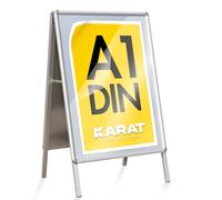 KARAT Stop trottoir ardoise pliable avec cadre en bois, Chevalet ardoise intérieur ou extérieur abrité, Panneau de trottoir Chevalet publicitaire double face (Chromé, 107x64,4 cm,format A1)