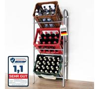 KARAT Support de rangement pour 6 caisses| Étagère en métal pour caisses de boissons avec fixation murale| Porte-caisses métallique pour Cave, Garde-Manger| Gris 49,5 x 32,5 x 115,5 cm (Rocket)