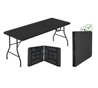 KARAT Table Pliante - Polyvalente pour Camping, Jardin et Terrasse, Pieds métalliques, Résistante aux Intempéries, Hauteur Réglable, avec Poignée de Transport (Kyoto, L180 x H76 x P73 cm)